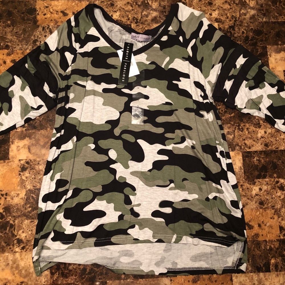 Camo 3/4 Sleeve Top